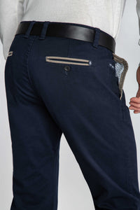SPODNIE MĘSKIE CHINOS GRANATOWE Z BEŻOWYMI WSTAWKAMI VANKELJEANS® 561B