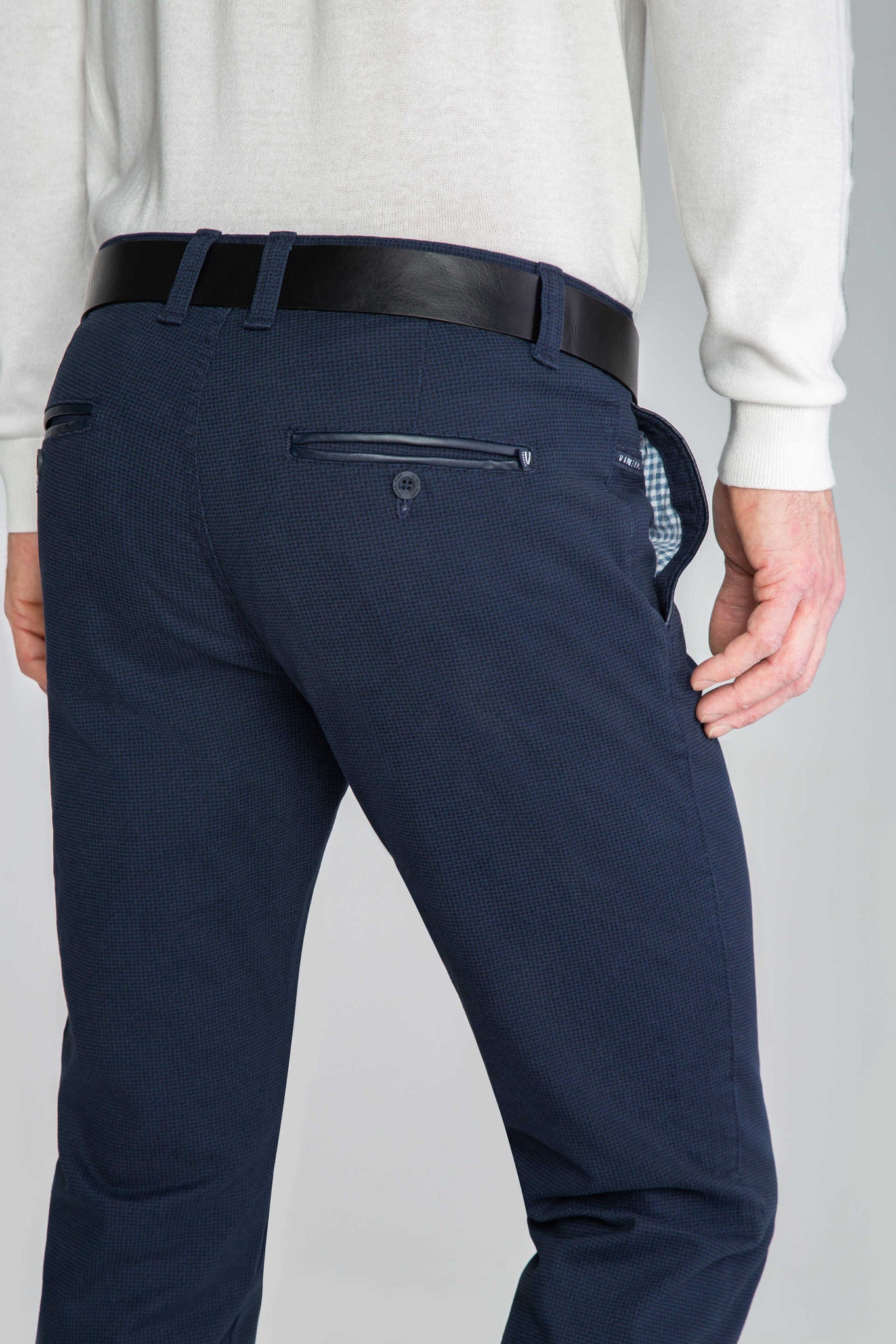 SPODNIE MĘSKIE CHINOS JASNO GRANATOWE VANKELJEANS® 083