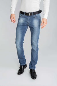 SPODNIE MĘSKIE JEANS WŁOSKIE Z CZERWONĄ WSTAWKĄ VANKELJEANS® 015