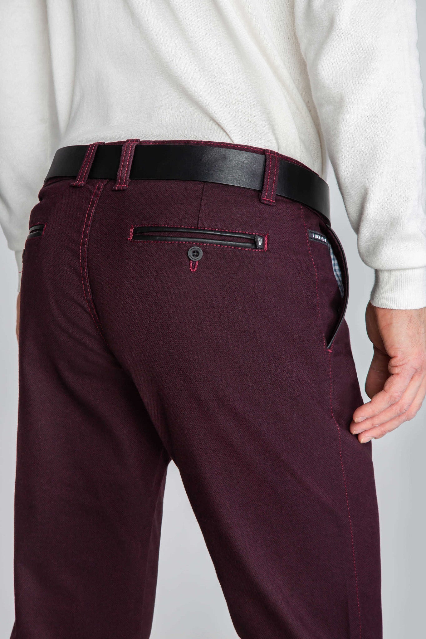SPODNIE MĘSKIE CHINOS BORDOWE VANKELJEANS® 068