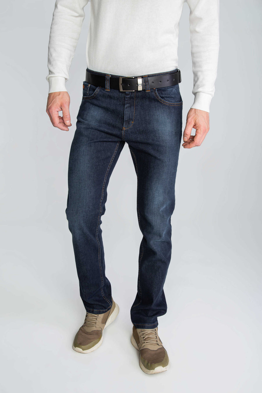 SPODNIE MĘSKIE JEANS CIEMNE Z BRĄZOWYMI WSTAWKAMI VANKELJEANS® 626