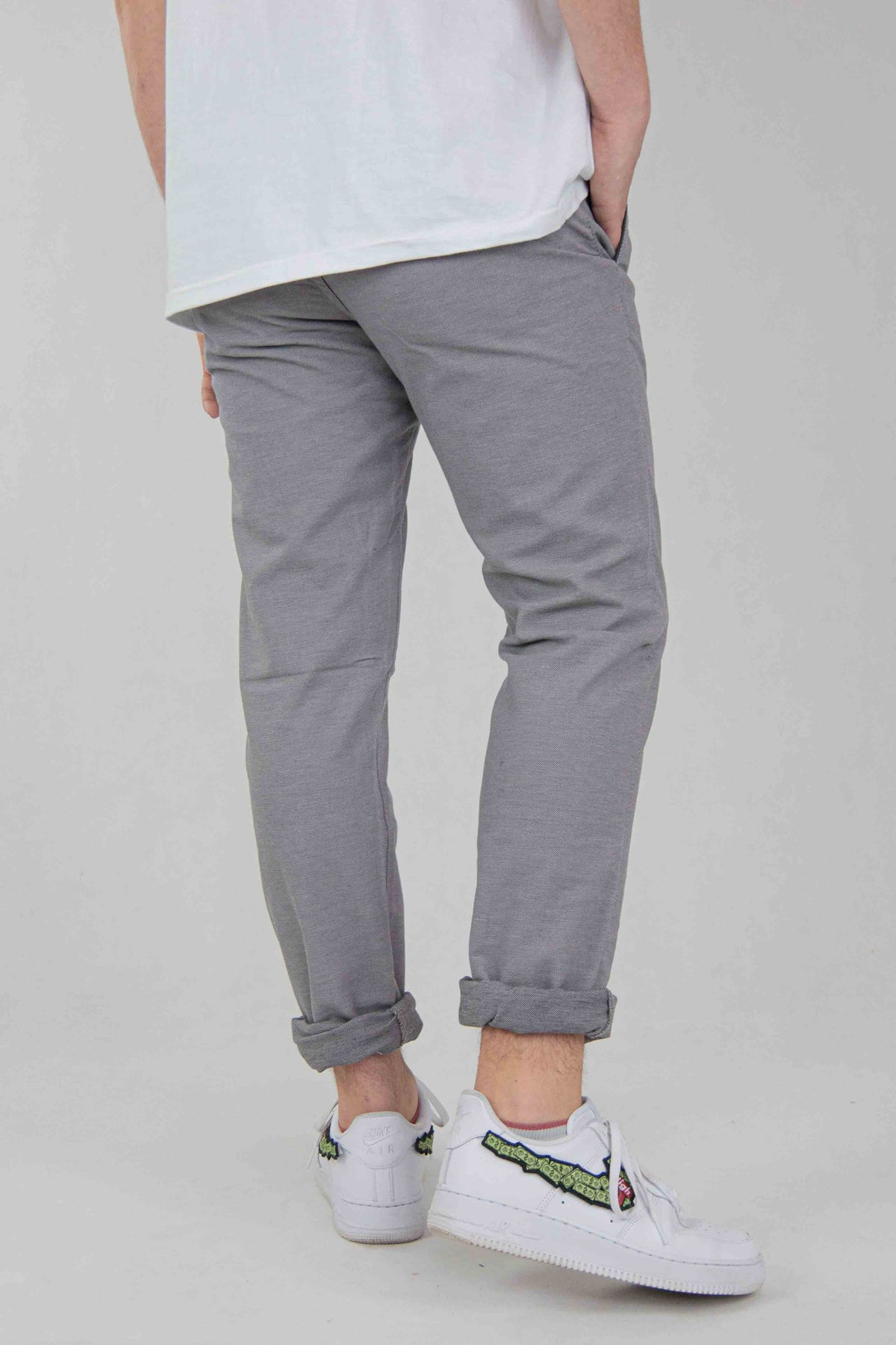 SPODNIE MĘSKIE CHINOS JASNE SZARE KLASYCZNE VANKELJEANS® 076