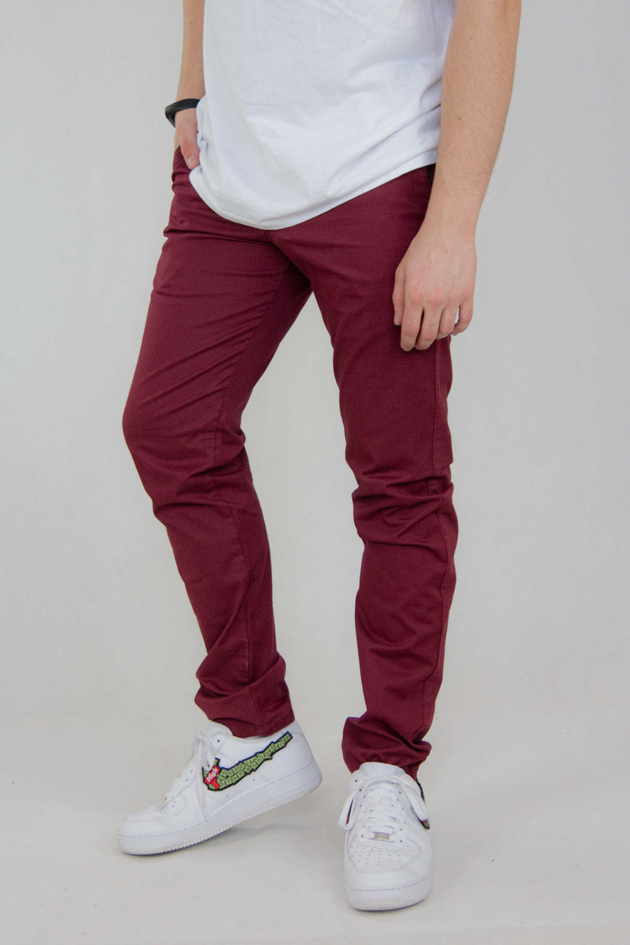 SPODNIE MĘSKIE CHINOS BORDOWE KLASYCZNE VANKELJEANS® 011