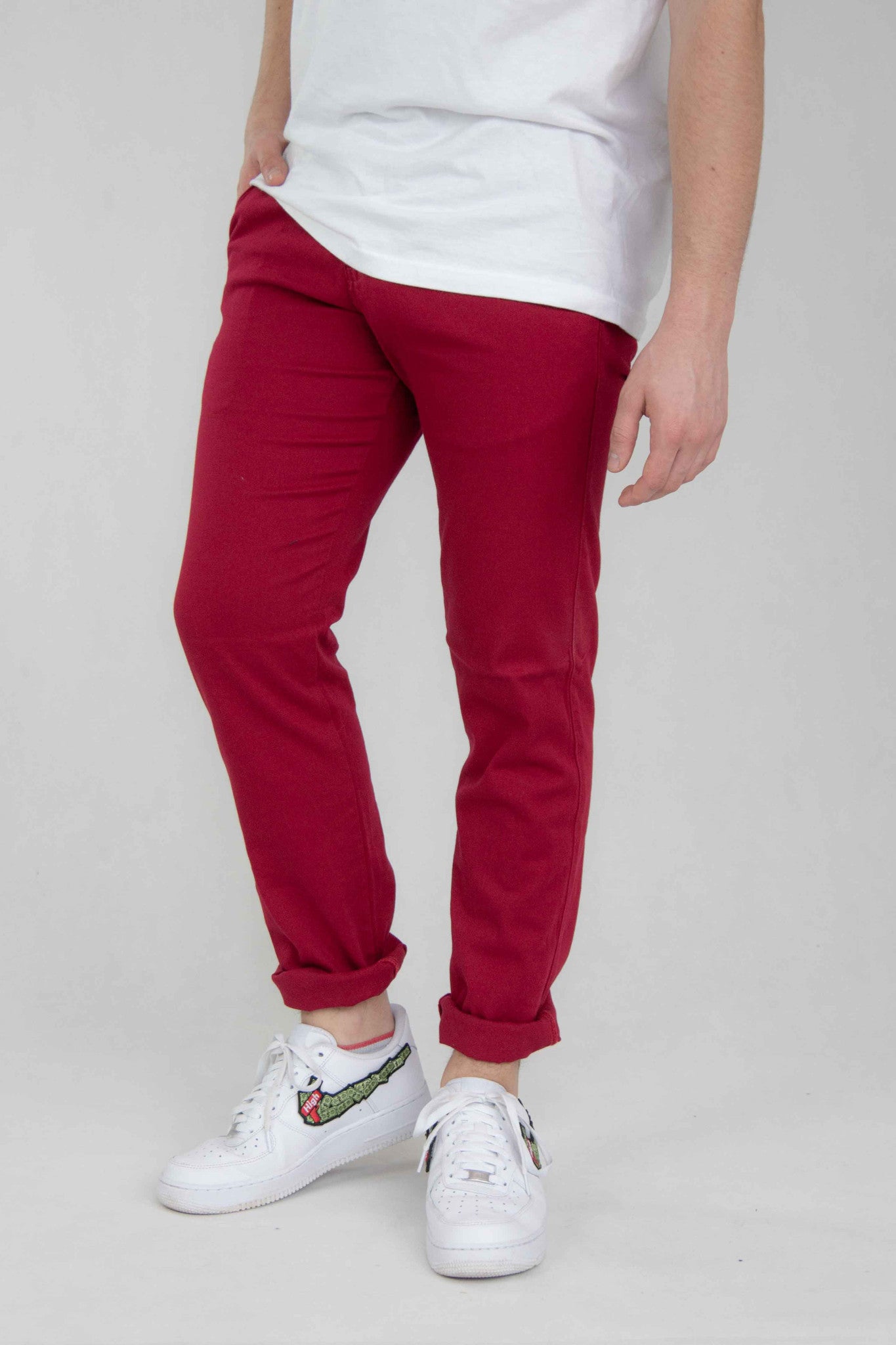 SPODNIE MĘSKIE CHINOS JASNO CZERWONE KLASYCZNE VANKELJEANS® 012