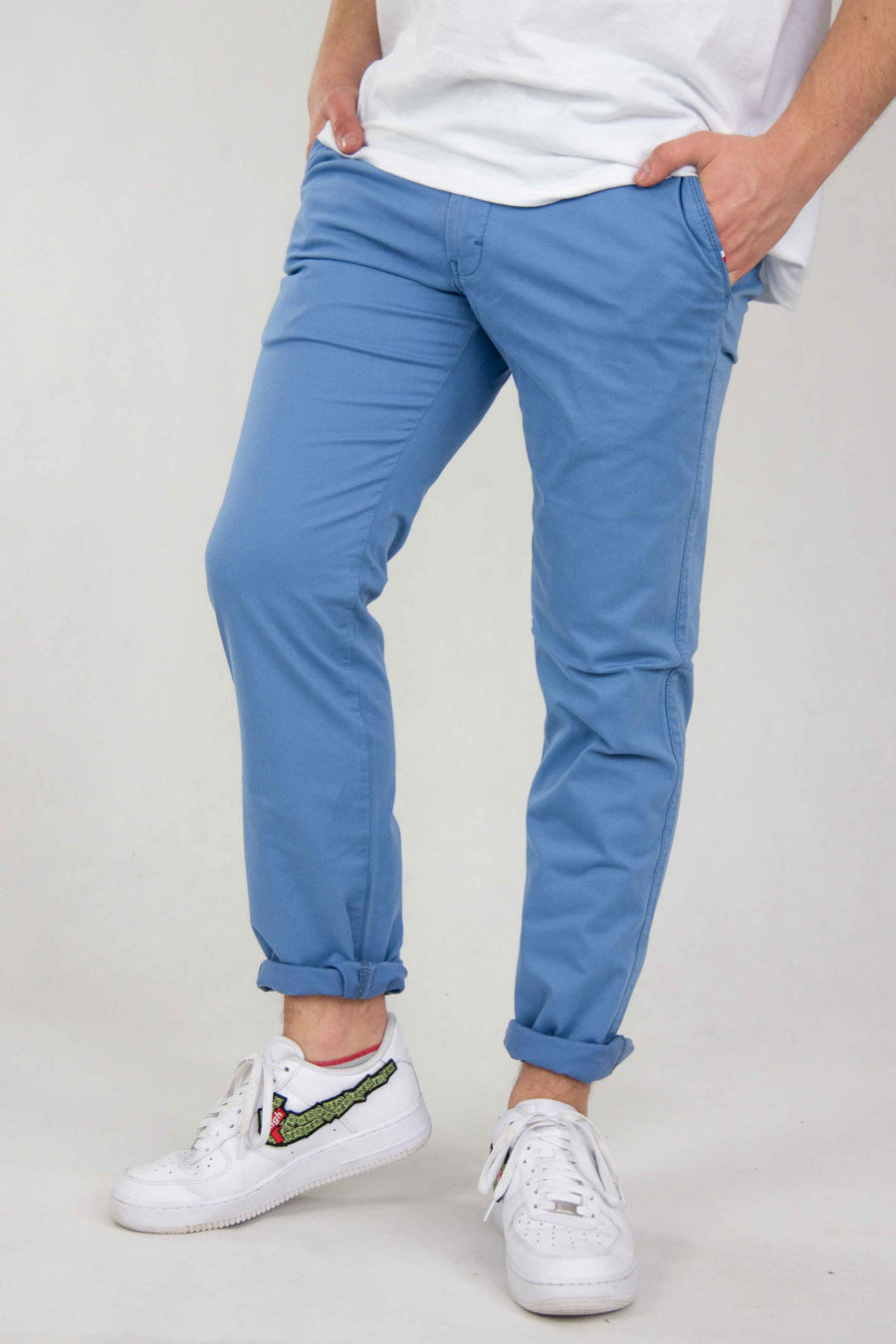 SPODNIE MĘSKIE CHINOS BŁĘKITNE KLASYCZNE VANKELJEANS® 006